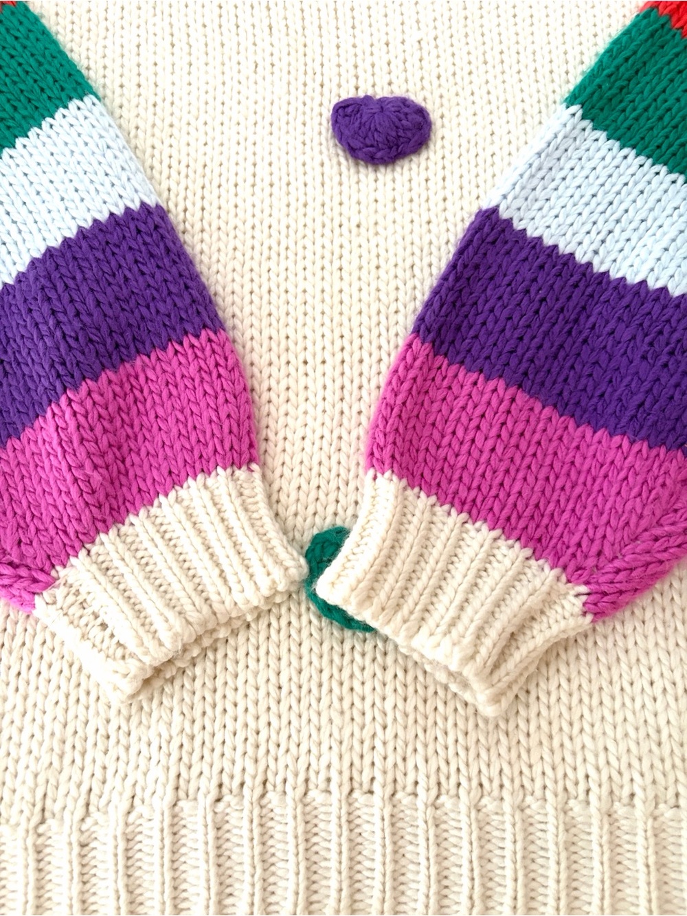 Main Strip 3D Heart Crochet Multi Stripe
Contrast Sweater size Medium - Picture 12 of 16